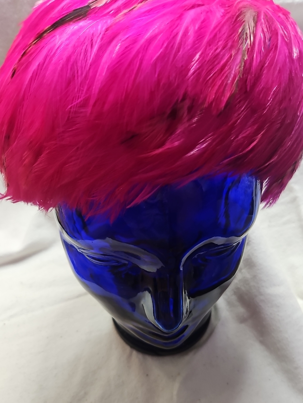 60s Ostrich feather pill box Vibrant Hot Pink Hat